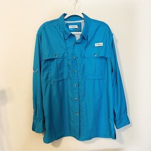 Magellan Turquoise Blue Checkered Magwick Fishing Shirt